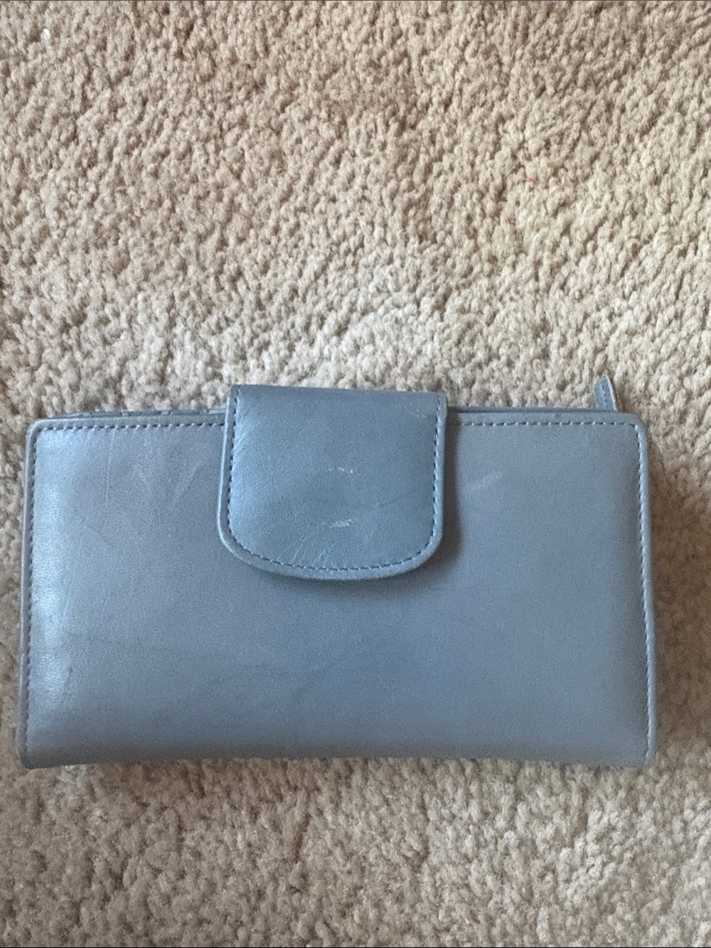 Sleek Blue Women's Leather Wallet with Snap Closure